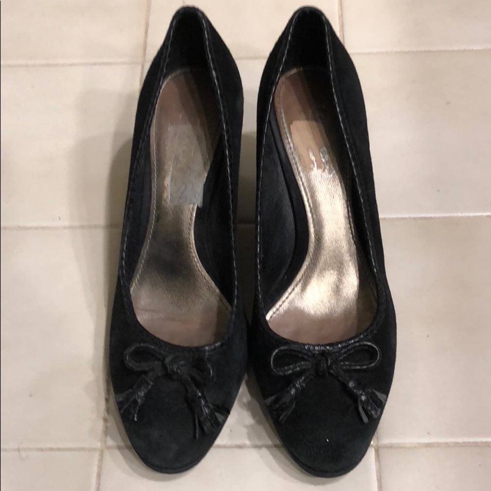 Coach black suede wedges